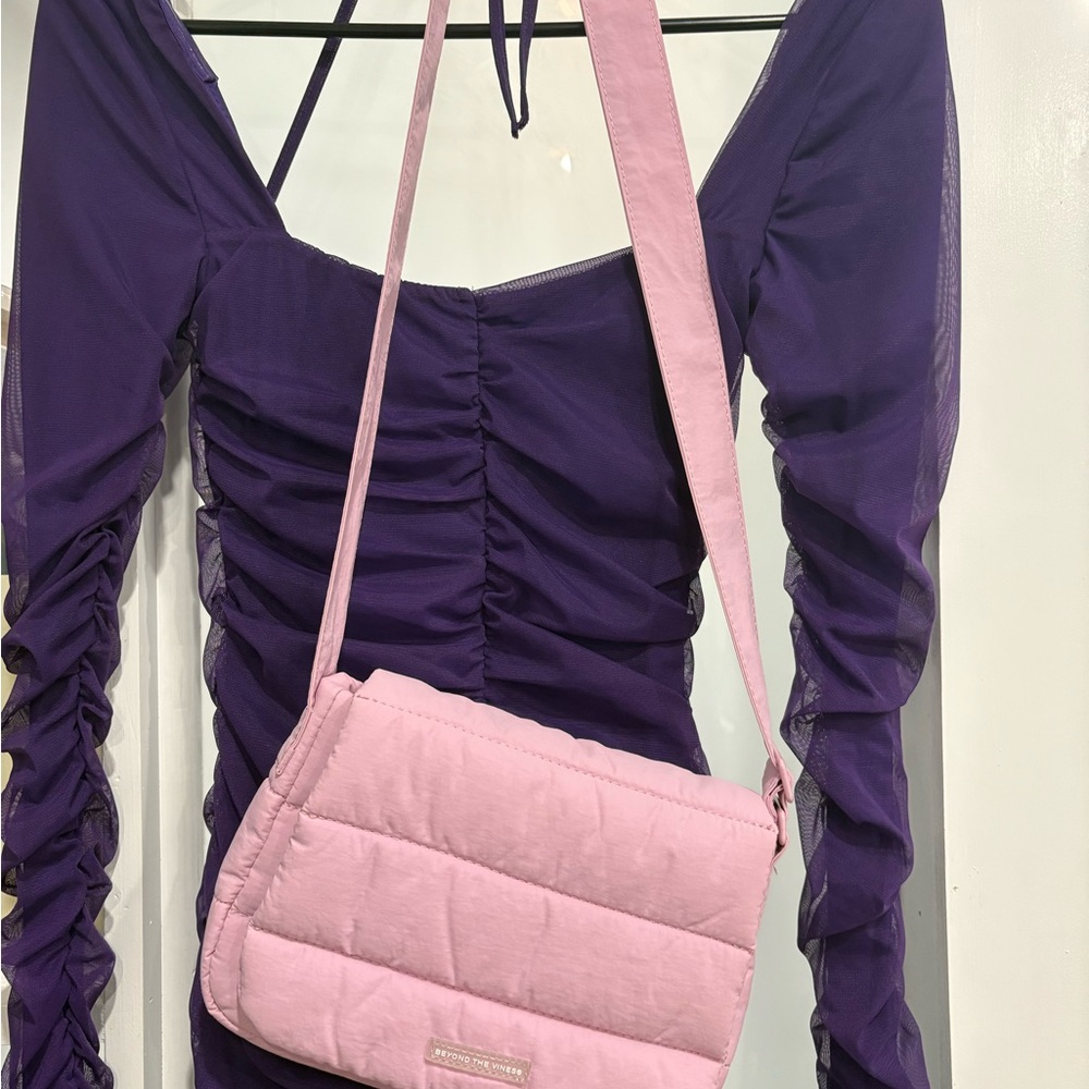 Pink Quilted Crossbody Bag